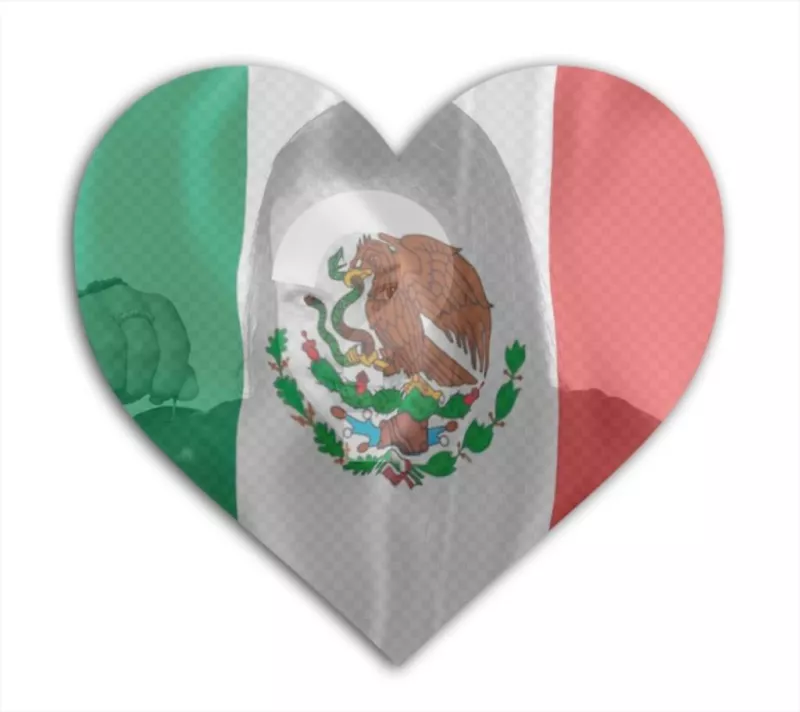 Inserta una foto en este corazón con la bandera de México de fondo. ..