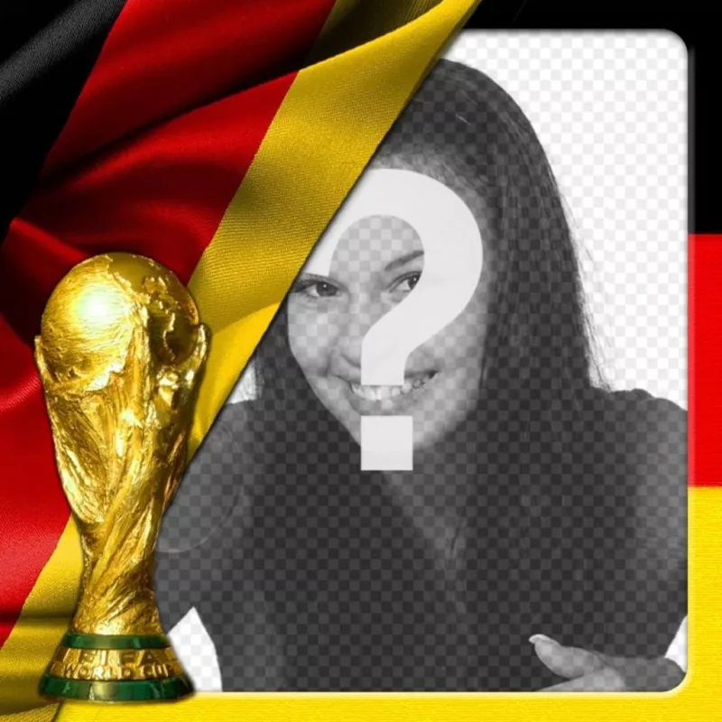 Montaje con la bandera de Alemania y la copa del mundo para poner con tu foto. ..