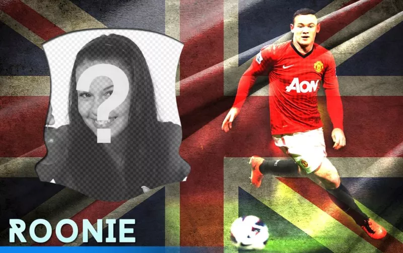 Montaje con Wayne Rooney, delantero de la selección Inglesa. ..