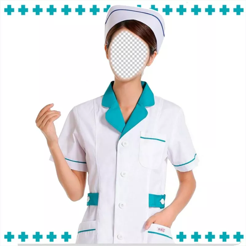 Fotomontaje para convertirte en una enfermera en uniforme clásico. ..