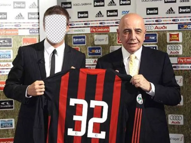 Foto montaje personalizable de David Beckham con la camiseta del Milan ..