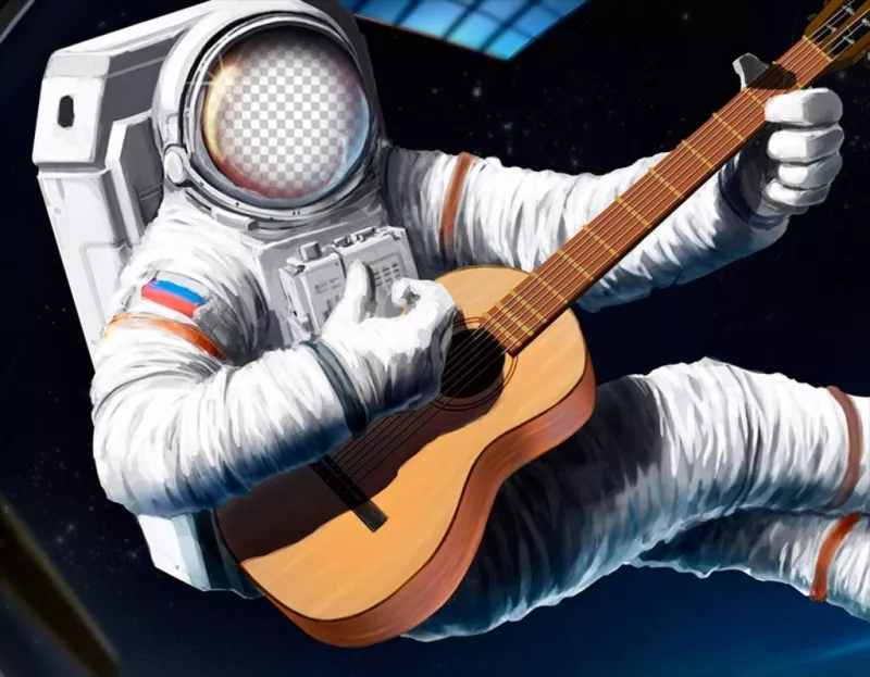 Fotomontaje para poner tu cara en un astronauta con una guitarra ..