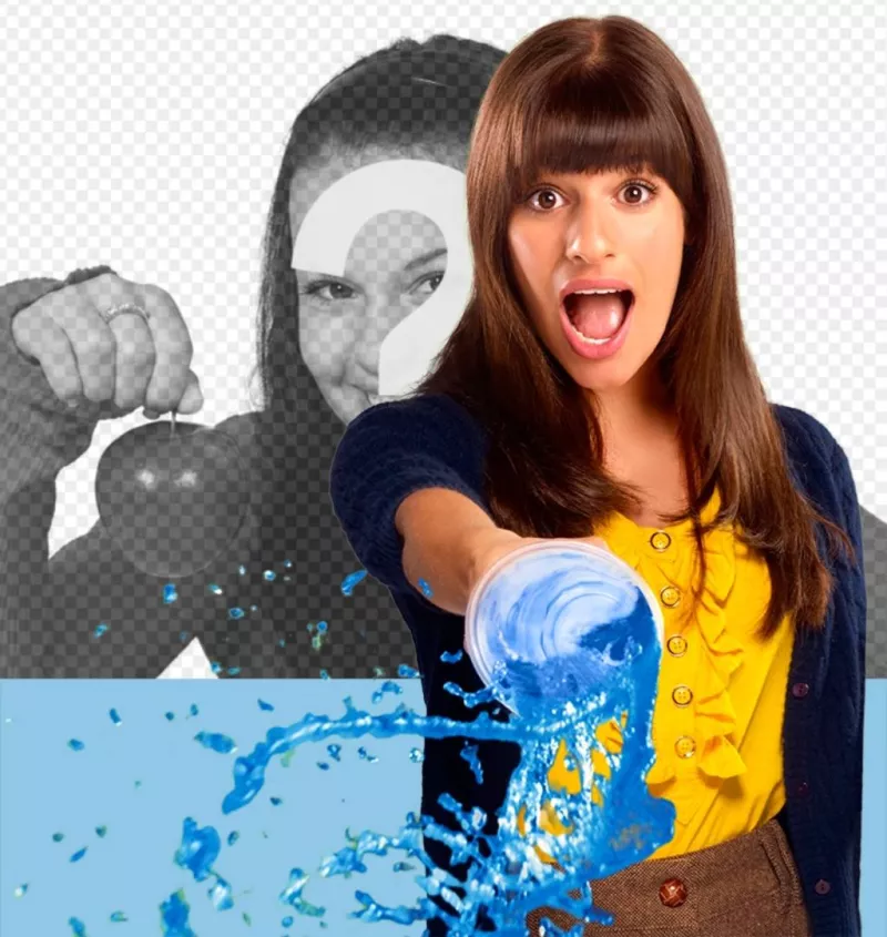 Fotomontaje con Rachel de Glee lanzando un granizado . ..