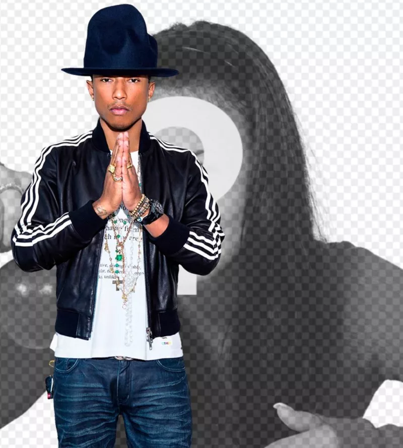 Montaje junto al cantante de -Happy-, Pharrell Williams. ..
