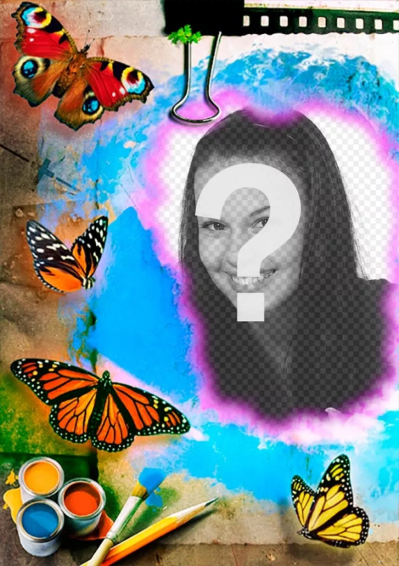 Collage con un lienzo de dibujo y pintura ..