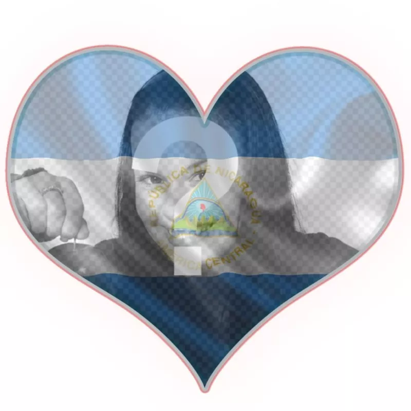 Collage con la bandera de Nicaragua en forma de corazón ..
