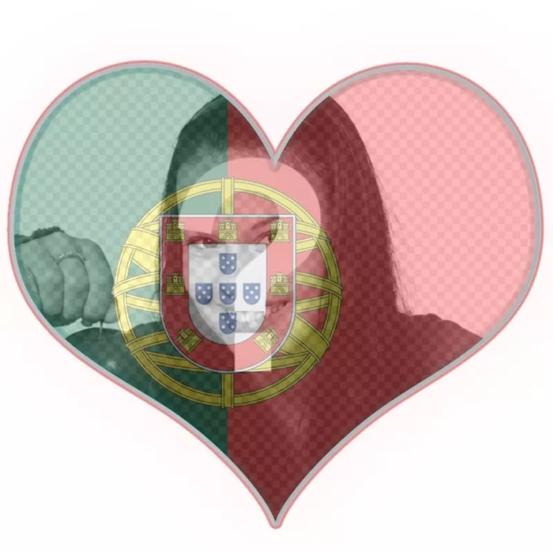 Collage de la bandera de Portugal en forma de corazón ..