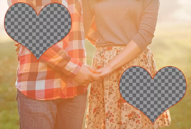 Collage de amor para dos fotos con una pareja cogiéndose las manos ..