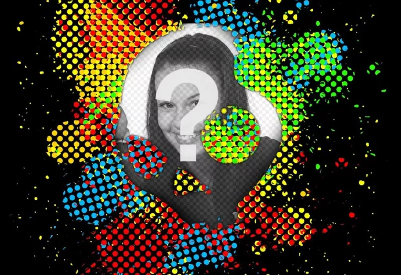 Pon tu foto con forma de calavera y colores de fondo ..