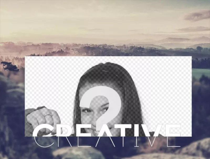 Marco para fotos con borde de nubes con la palabra CREATIVE en diferentes tipografias CREATIVE ..