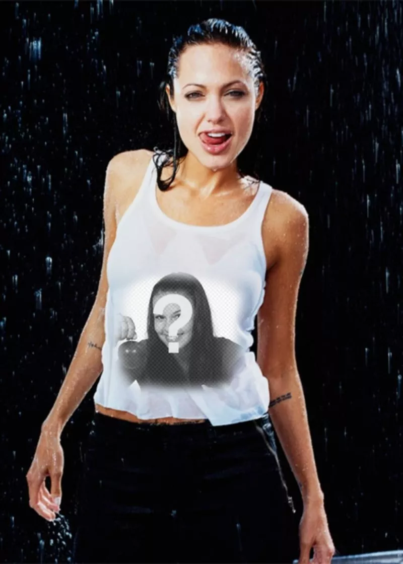 Pon tu foto en la camiseta de la sexy angelina..