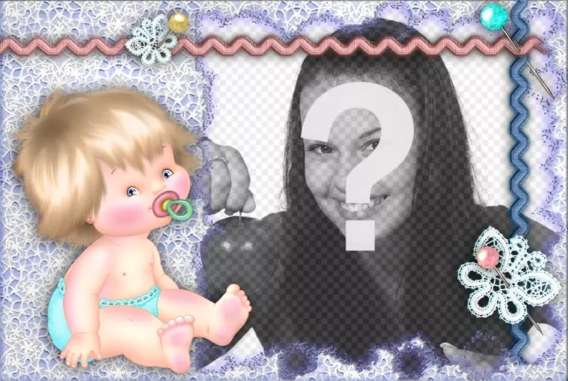 Marco de fotos con un bebé para personalizar con tu foto. ..