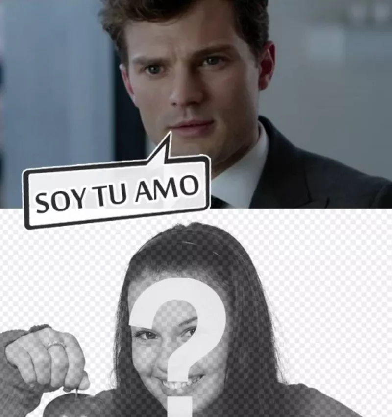 Fotomontaje para poner tu foto debajo de Christian Grey en el que dice: Soy tu amo. ..