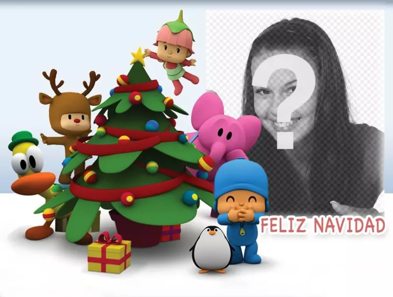 Pocoyo celebra la Navidad con este fotomontaje para tu foto. ..