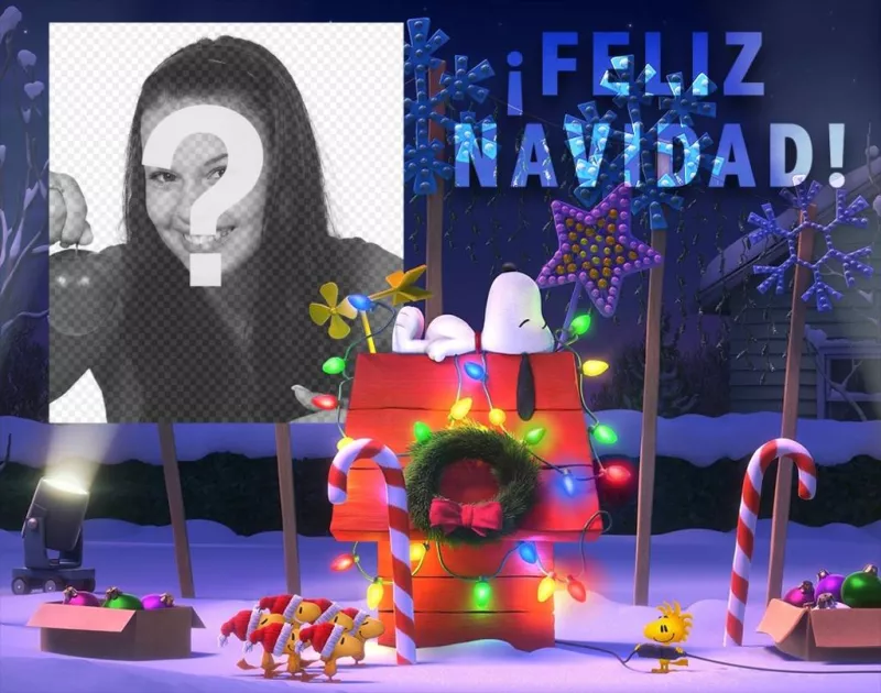 Fotomontaje de Navidad de Snoopy para poner tu foto. ..