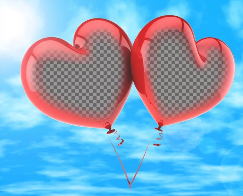 Fotomontaje para dos fotos de dos globos en forma de corazón ..