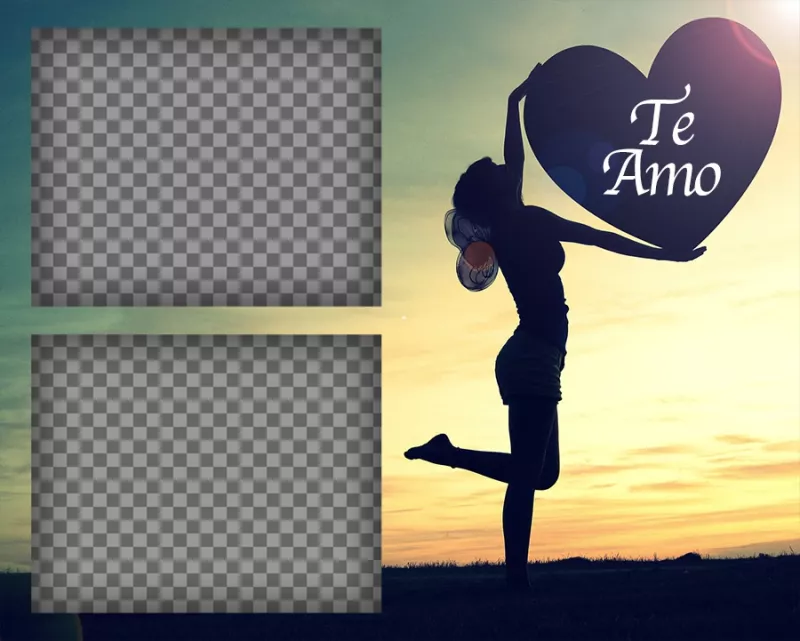 Fotomontaje de Amor para dos fotos con la frase TE AMO ..