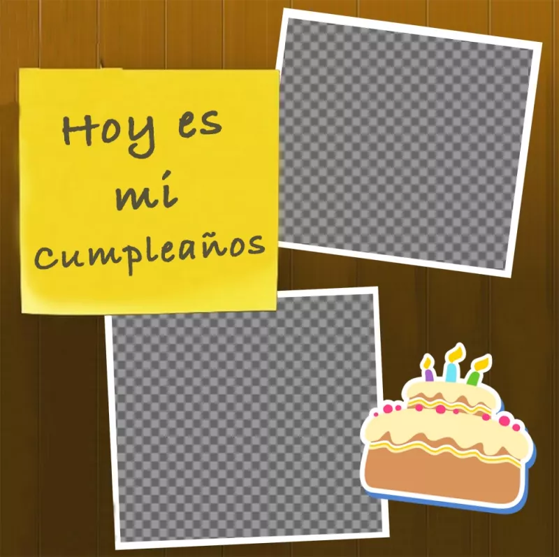 Fotomontaje con la frase HOY ES MI CUMPLEAÑOS para dos fotos ..