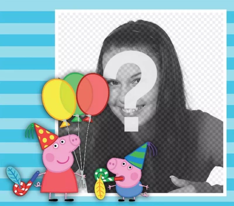 Fotomontaje con Peppa Pig y George de fiesta para subir tu foto ..