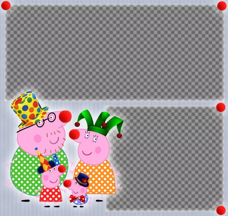 Collage infantil con la familia de Peppa Pig ..