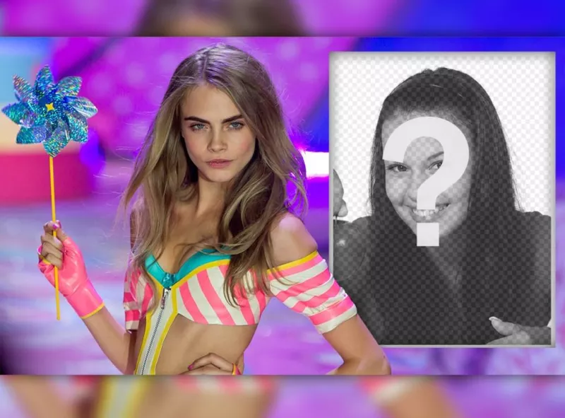 Fotomontaje para editar con tu foto y aparecer con la modelo Cara Delevigne ..