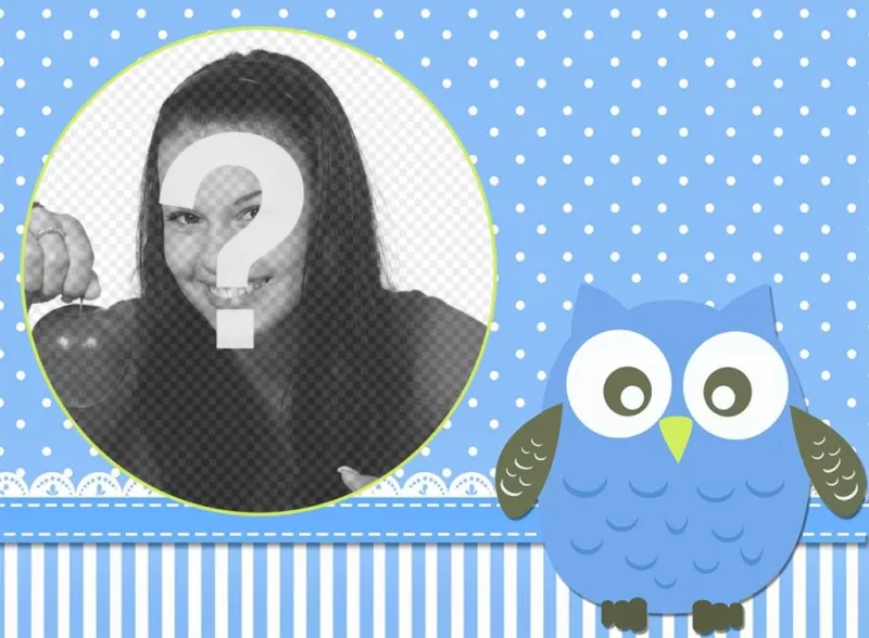 Foto marco con un pequeño Búho bebé para decorar tus imágenes ..