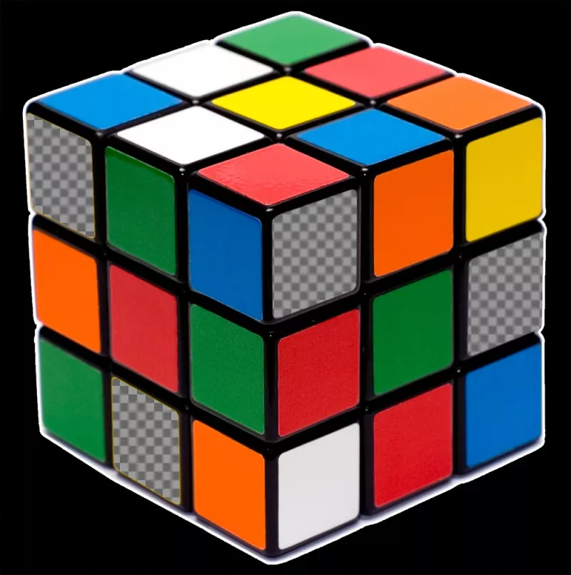 Original efecto para añadir cuatro fotos en el cubo de Rubik ..