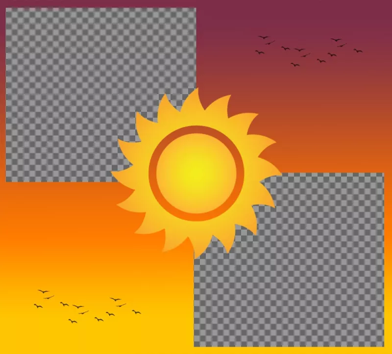 Collage para editar con dos fotos y añadirles el sol en un atardecer ..