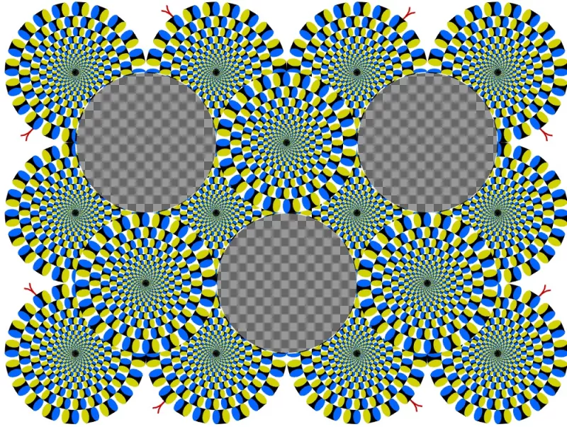 Collage original para tres fotos con una ilusión óptica de movimiento ..