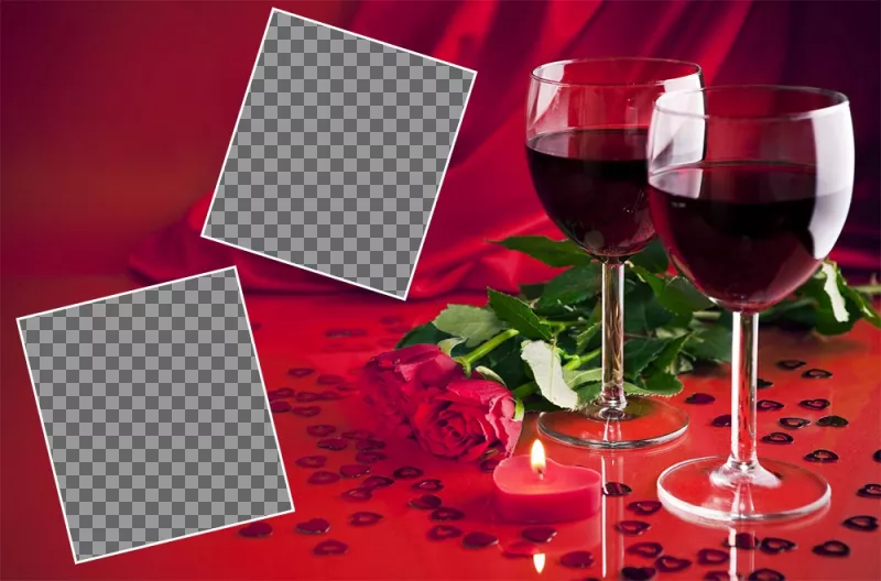 Romántica tarjeta de amor con dos copas de vino para editar gratis ..