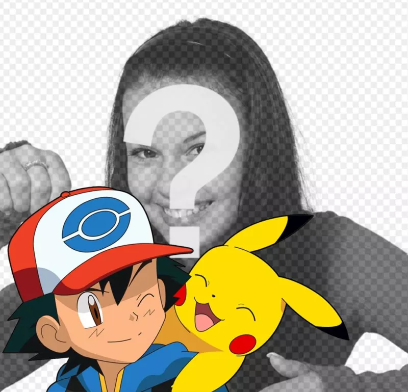 Montaje con Ash y Pikachu donde podrás añadir tu foto gratis ..