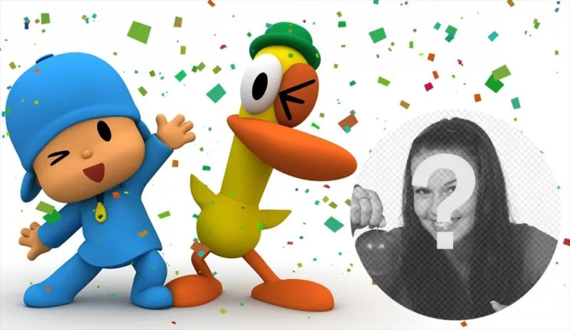 Pocoyo y Pato en una divertida fiesta donde puedes poner tu foto ..