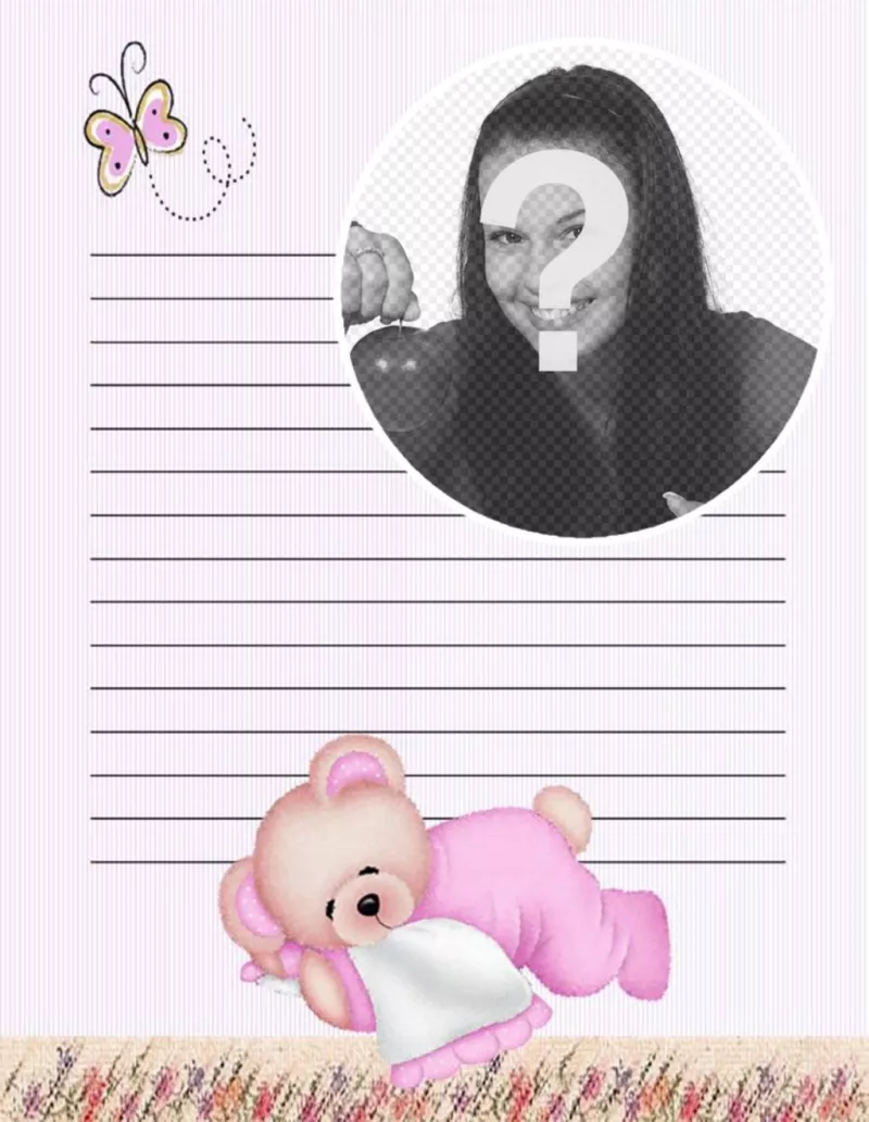 Carta online para personalizar con una foto con diseño infantil ..