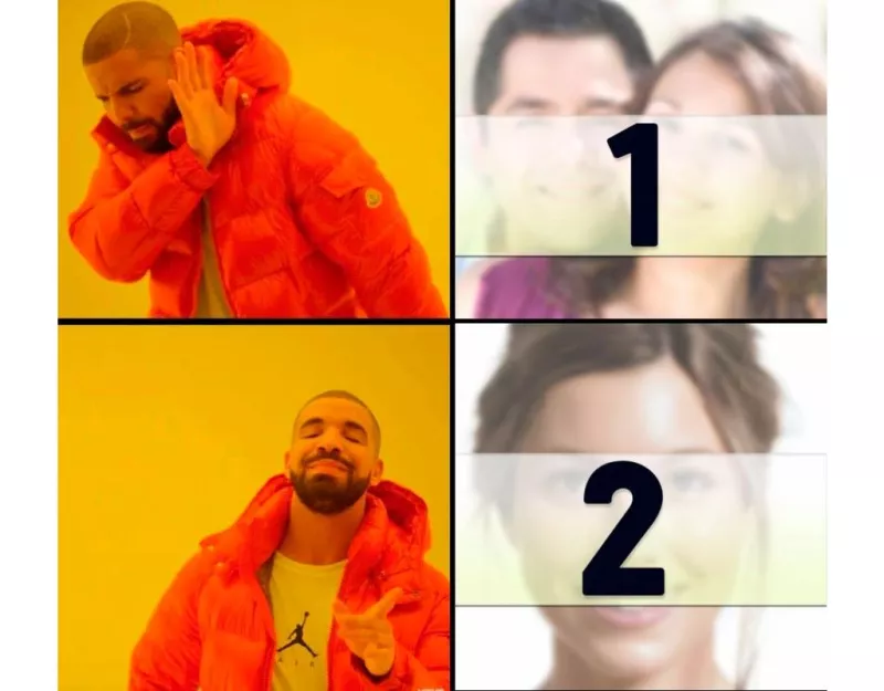 Fotomontaje del meme drake Hotline Bling con dos fotos ..