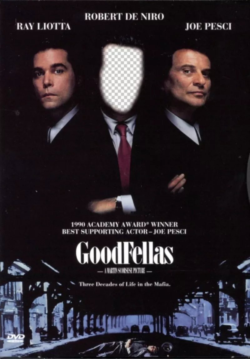 Aparece en la portada de la película GoodFellas con este montaje online ..