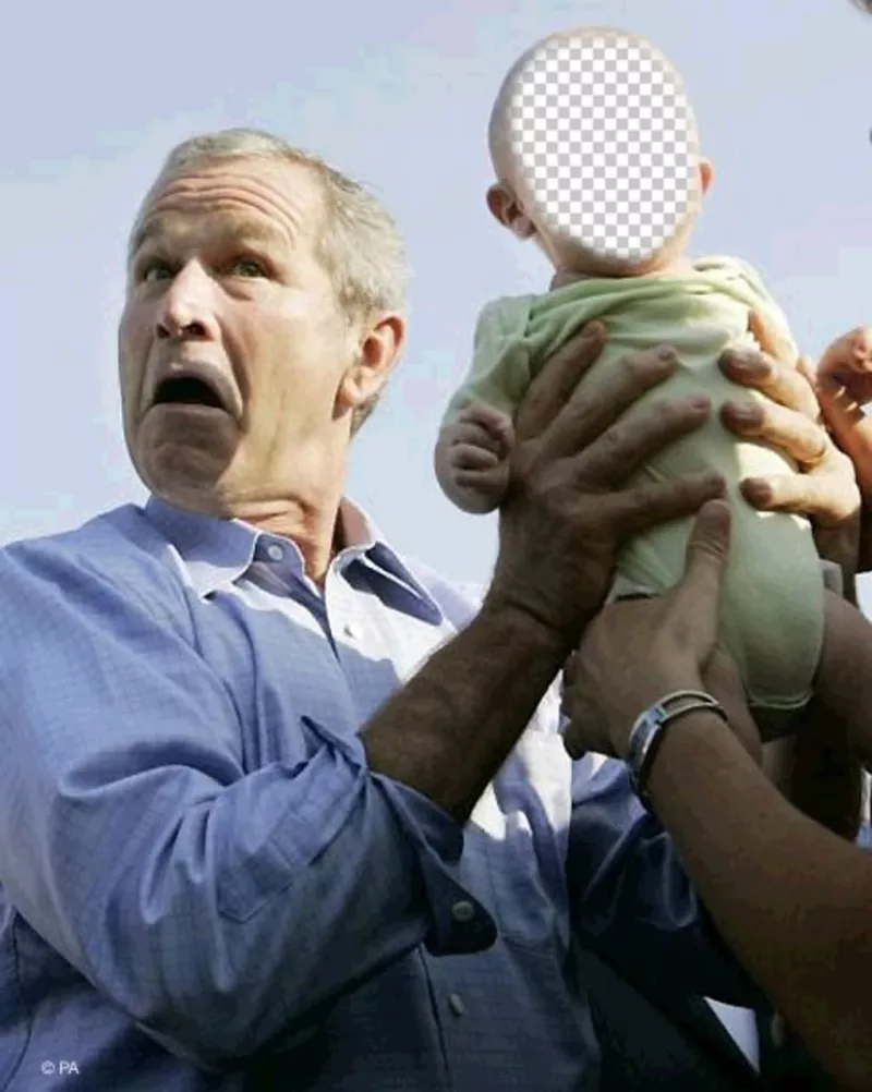 Edita este divertido fotomontaje con George Bush y un bebe ..