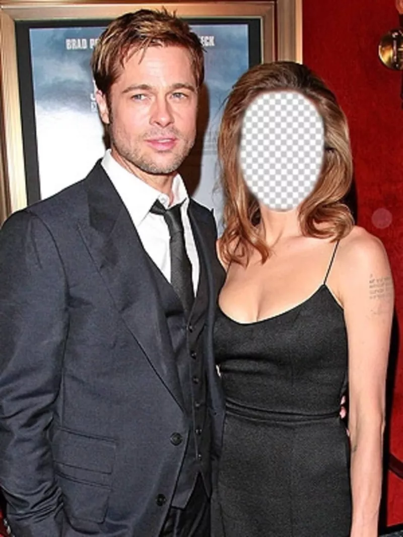 Montaje para editar con tu foto y ser Angelina Jolie junto a Brad Pitt ..