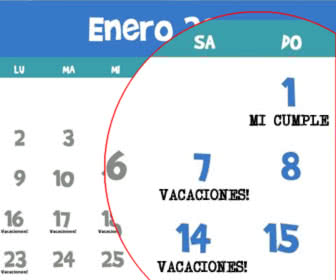 Personaliza las fechas del calendario, vacaciones, festivos o cumpleaños