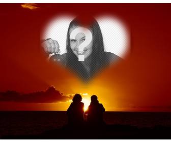 collage amor forma corazon pareja puesta sol