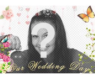 crea tarjeta boda decoracion foto texto our wedding day