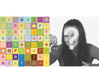 tarjeta cumpleanos texto happy birthday fuera sopa letras colores