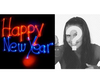 felicita nuevo ano animacion letras neon foto fondo