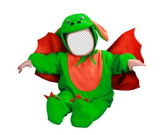 fotomontaje editar un disfraz dragon verde foto