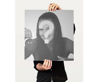 collage foto aparece un hombre sujetando un poster poner imagen