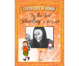 certificado honor mejor alumno mundo personalizar foto online