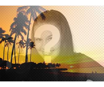 crea un collage un paisaje veraniego playa palmeras tonos anaranjados foto online gratis