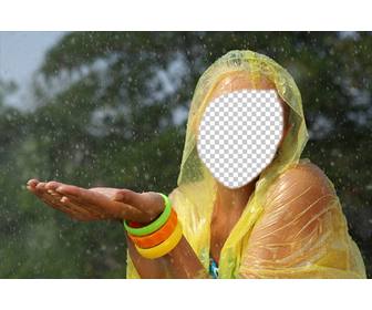 fotomontaje chica chubasquero amarillo lluvia