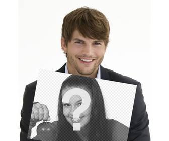 crea un fotomontaje ashton kutcher sujetando foto aparezcas