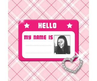 crea fotomontajes tarjeta presentacion rosa estrellas un corazon brillantes poner foto nombre apellidos tela cuadros