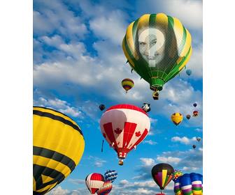 fotomontaje globos aerostaticos colores volando cielo azul puedes poner foto tela globos